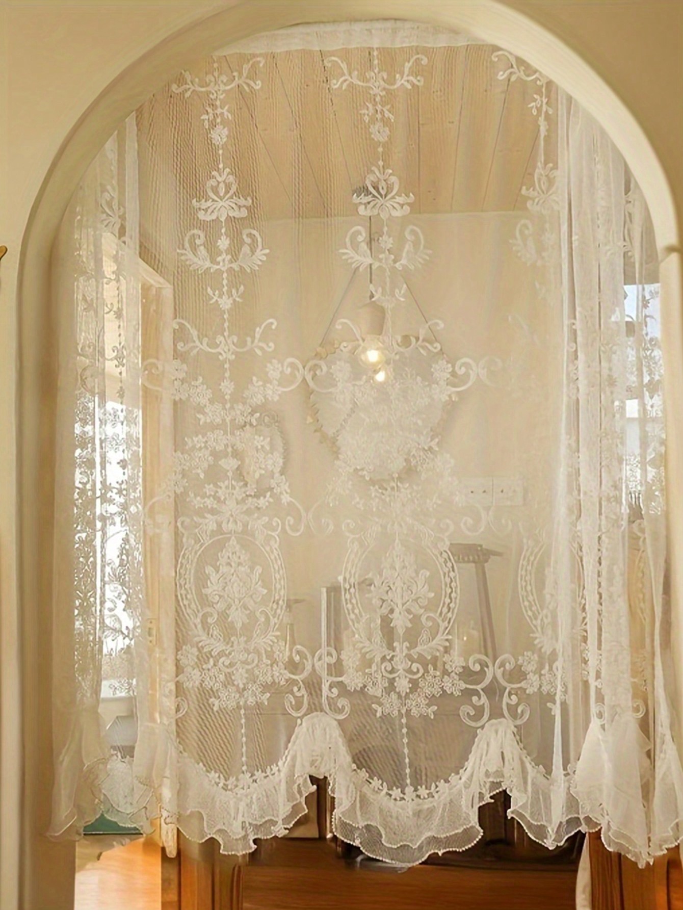 Home Textiles France - 1Pc French Vintage Pearl Trimmed Embroidered