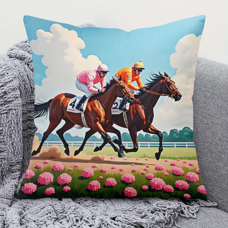 Pillow Insert 18X18 - 1pc Horse Racing Pillow Cover 18x18