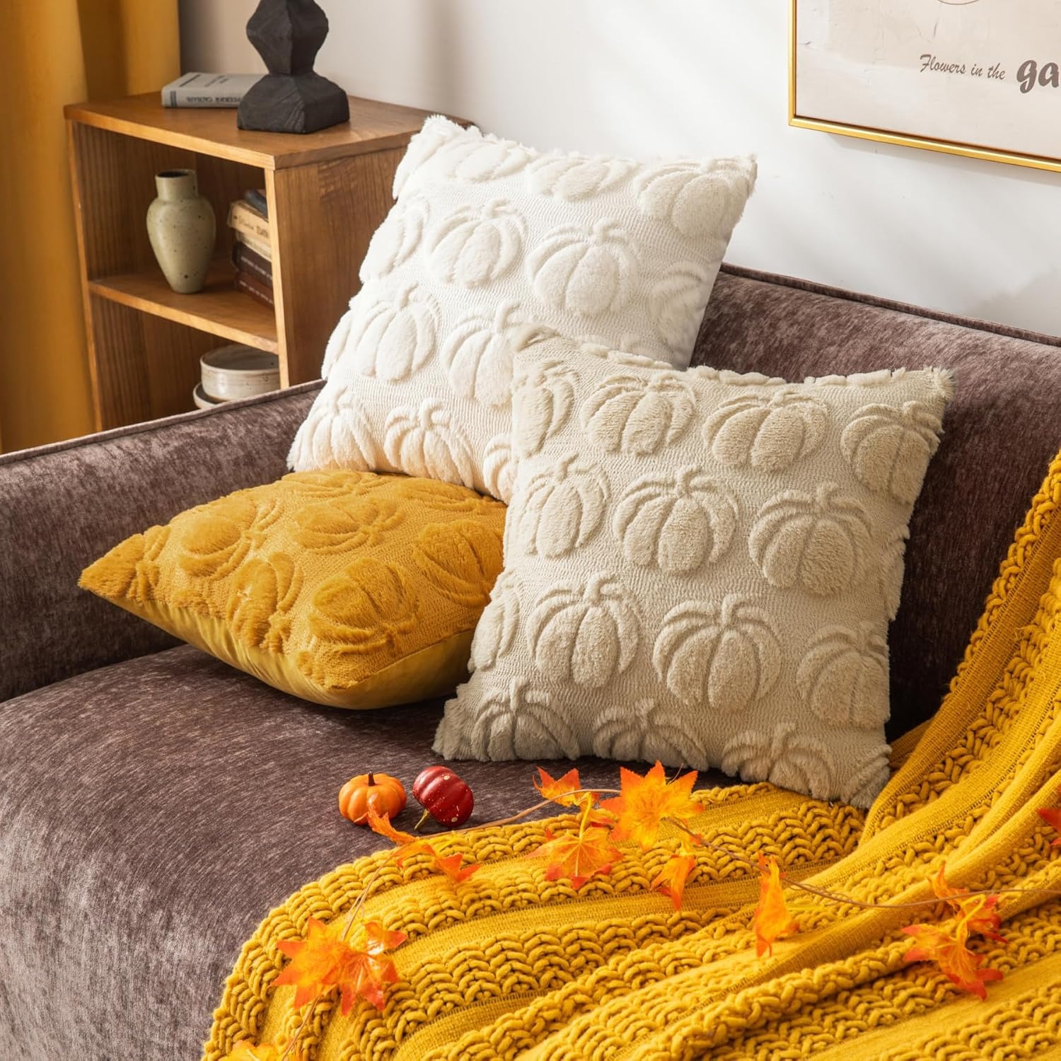 Beige Pumpkin Couch Pillow Cov - Pillow Insert 18X18 review and price