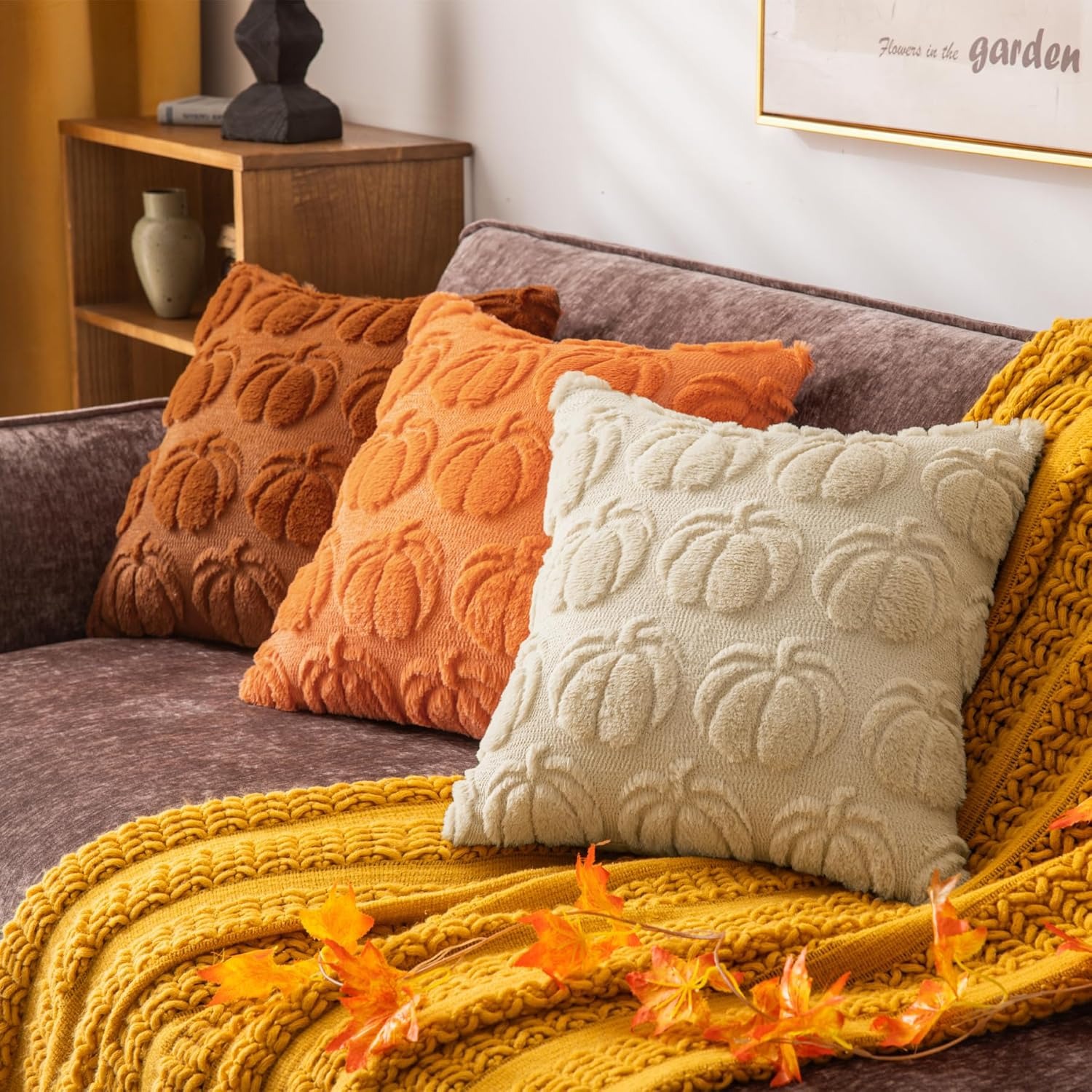 Beige Pumpkin Couch Pillow Cov - Pillow Insert 18X18 review and price
