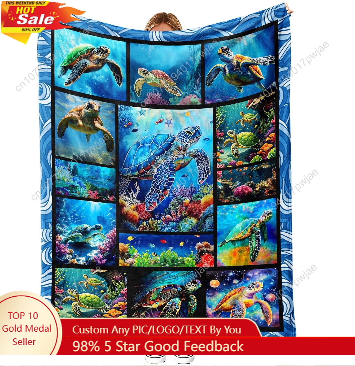 Sea Turtle Flannel Throw Blank - Home Textiles & Furnishings review and price