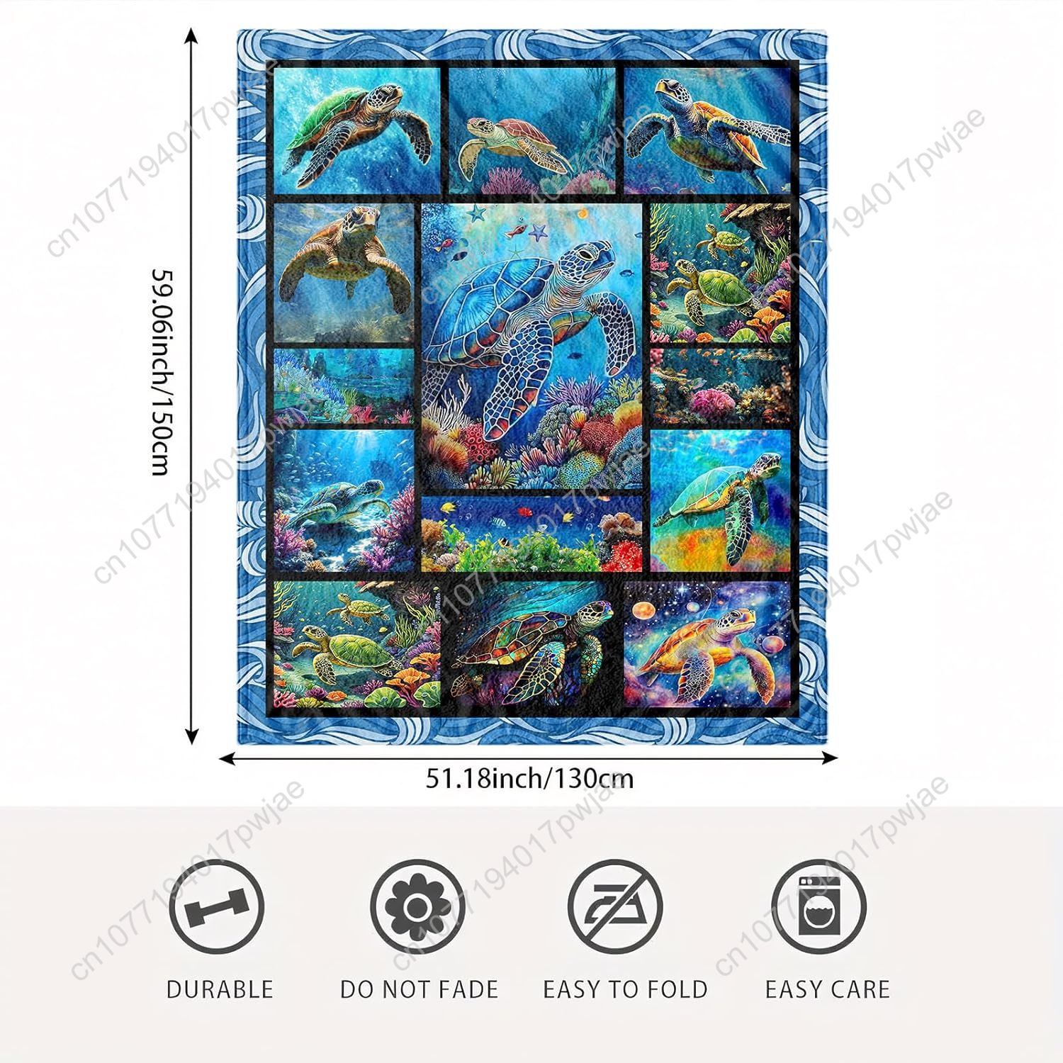 Sea Turtle Flannel Throw Blank - Home Textiles & Furnishings review and price