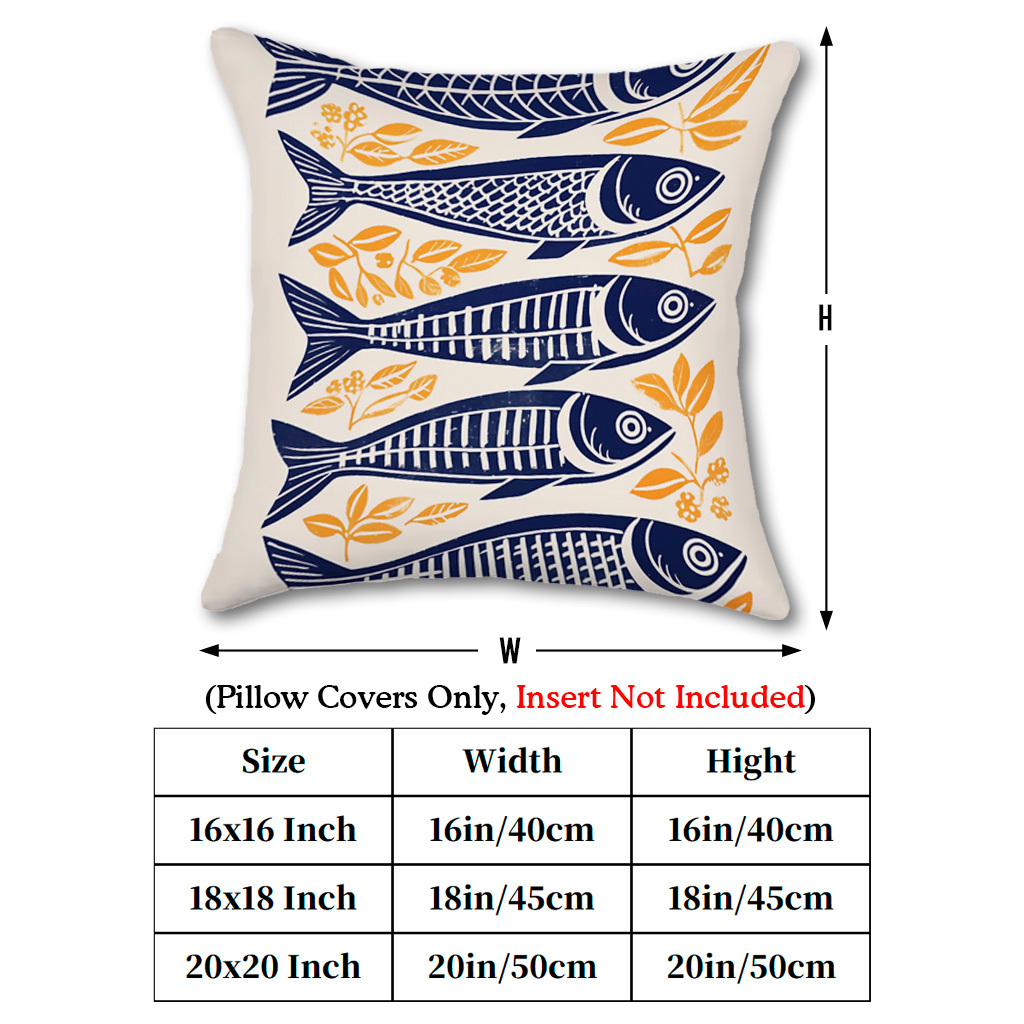 1pc Danish Woodcut Sardine Pil - Pillow Insert 18X18 review and price