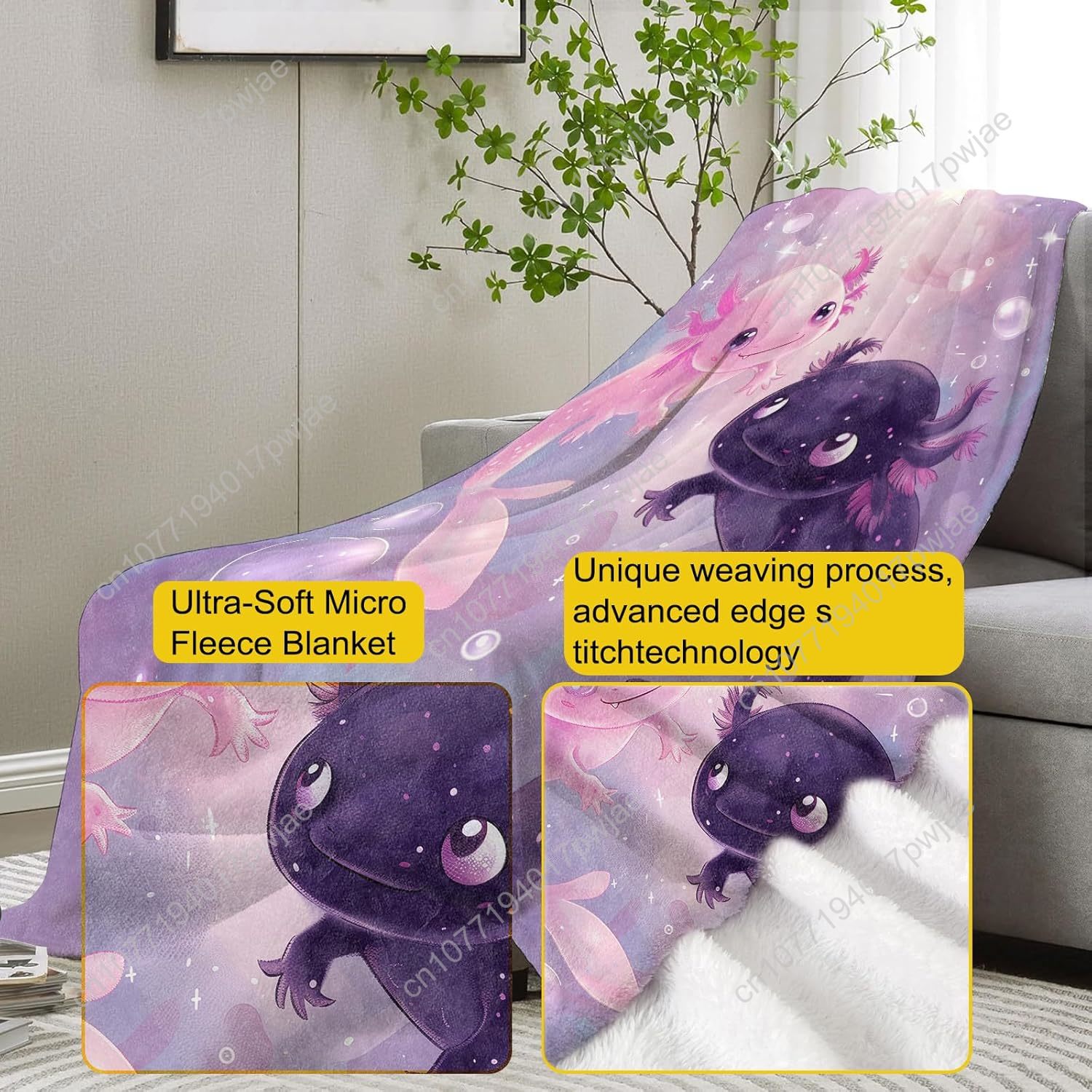 Axolotl Blanket Cute Axolotls  - Home Textiles & Furnishings review and price