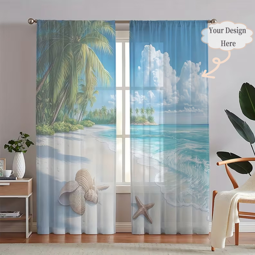 Custom 2D Flat 2pcs Sheer Curt - Home Textiles & Furnishings review and price