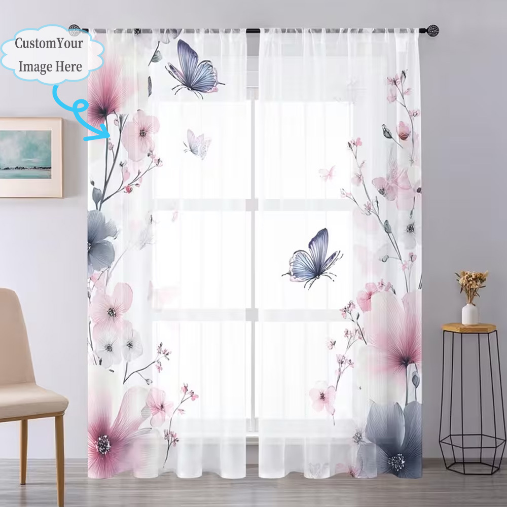Custom 2D Flat 2pcs Sheer Curt - Home Textiles & Furnishings review and price