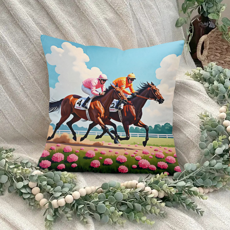 1pc Horse Racing Pillow Cover  - Pillow Insert 18X18 review and price