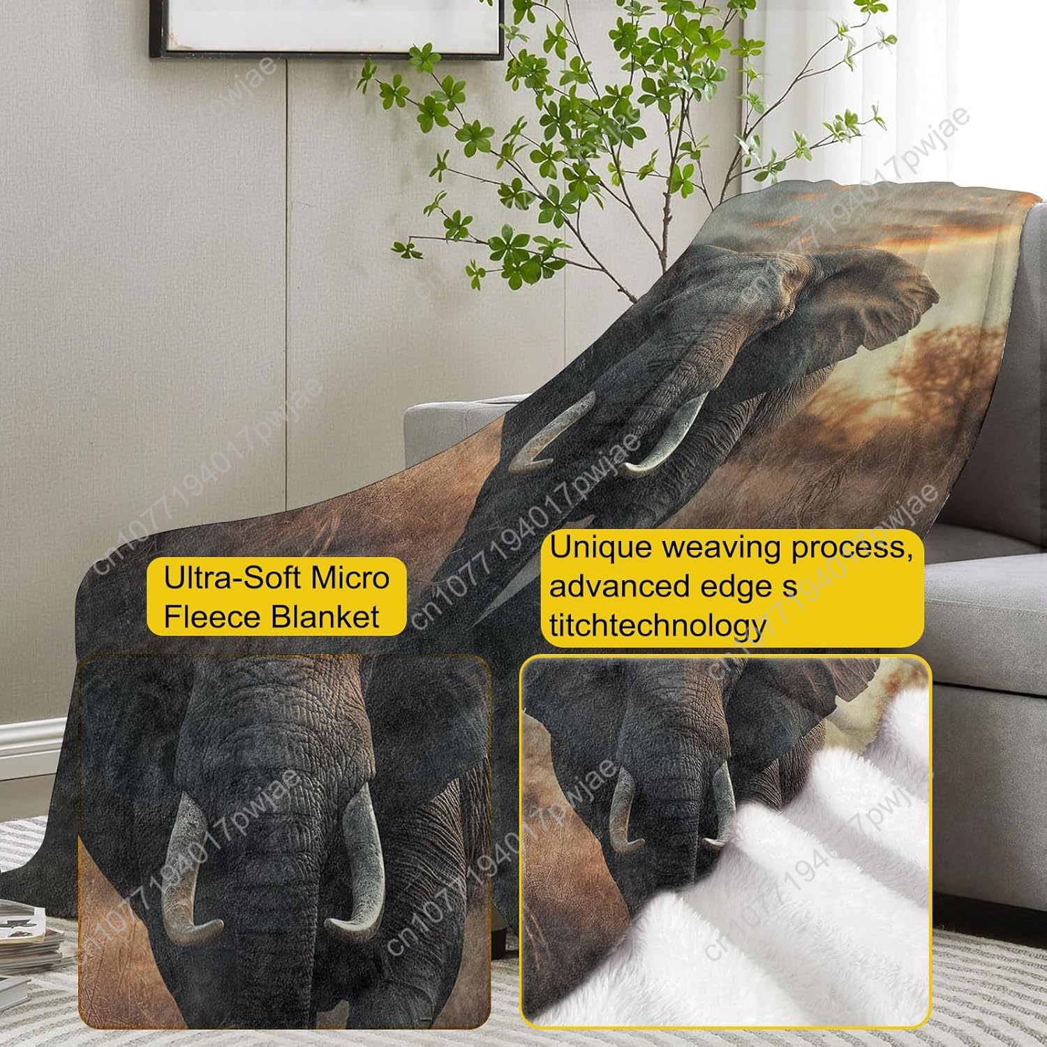 Elephant Fleece Blanket, Reali - Home Textiles & Furnishings review and price