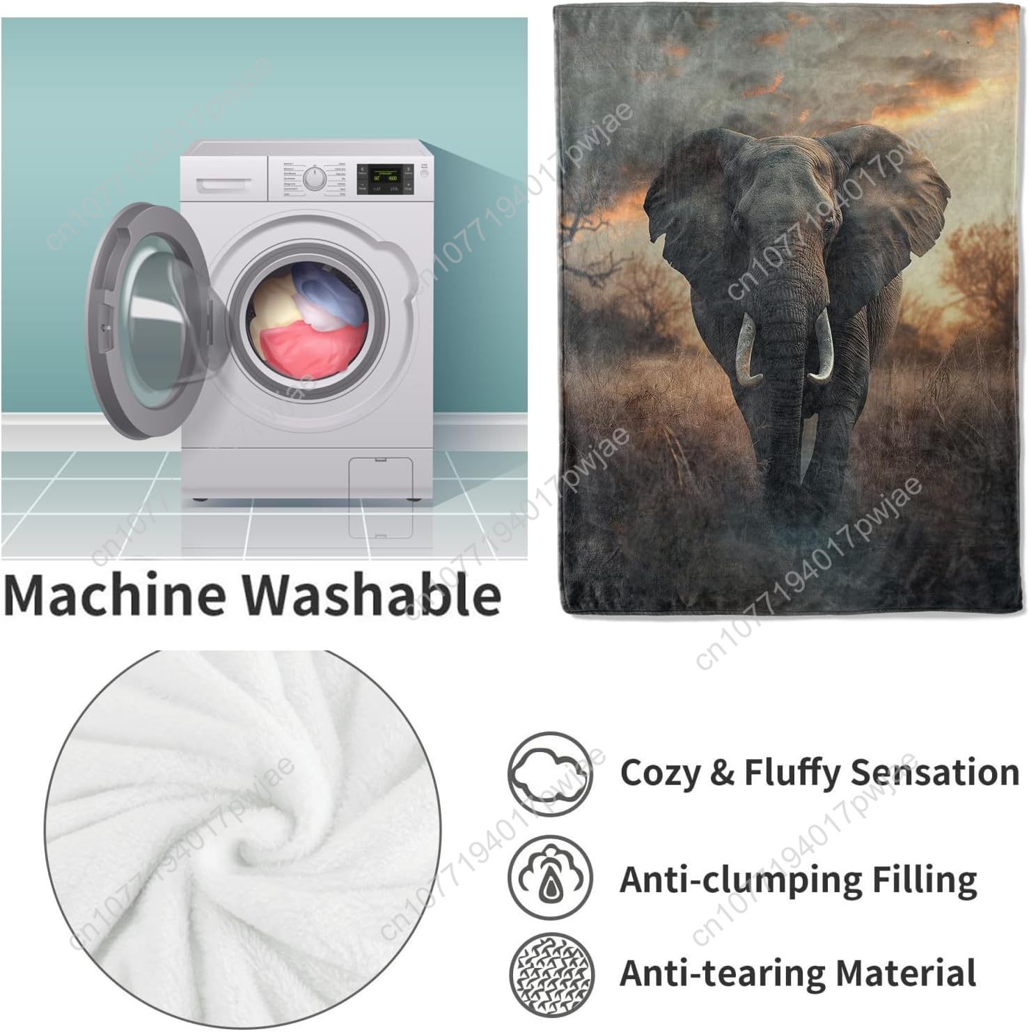 Elephant Fleece Blanket, Reali - Home Textiles & Furnishings review and price