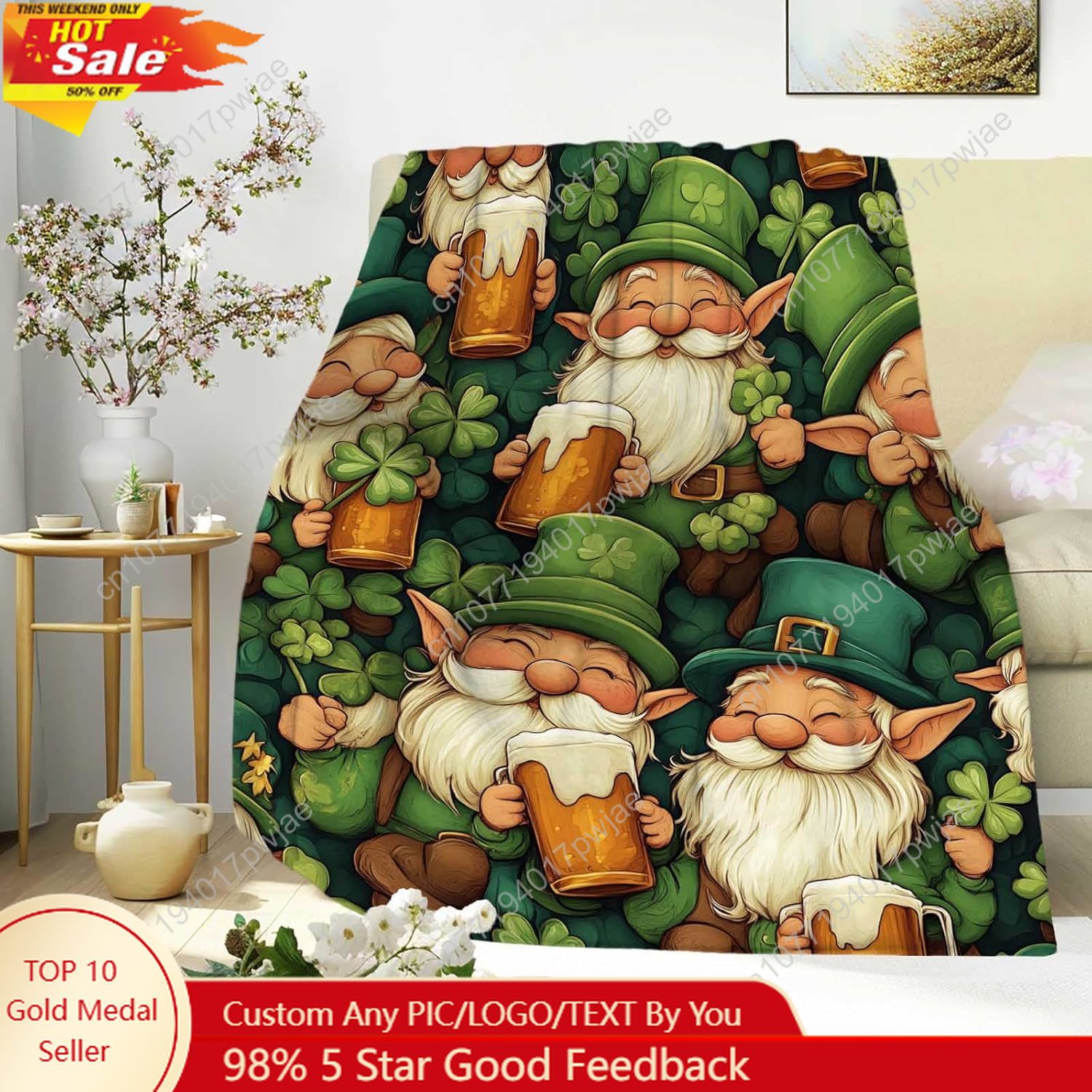 St. Patrick’s Day Gnome Throw  - Home Textiles & Furnishings review and price