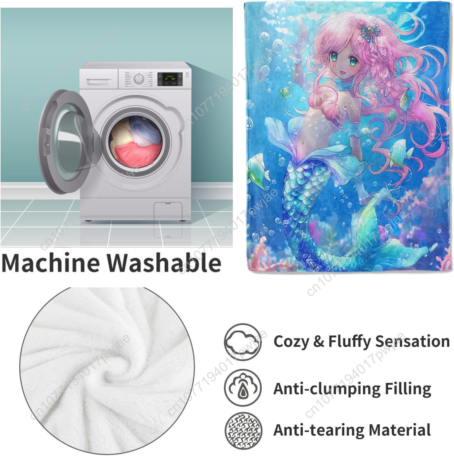 Cute Mermaid Blanket Cartoon F - Home Textiles & Furnishings review and price