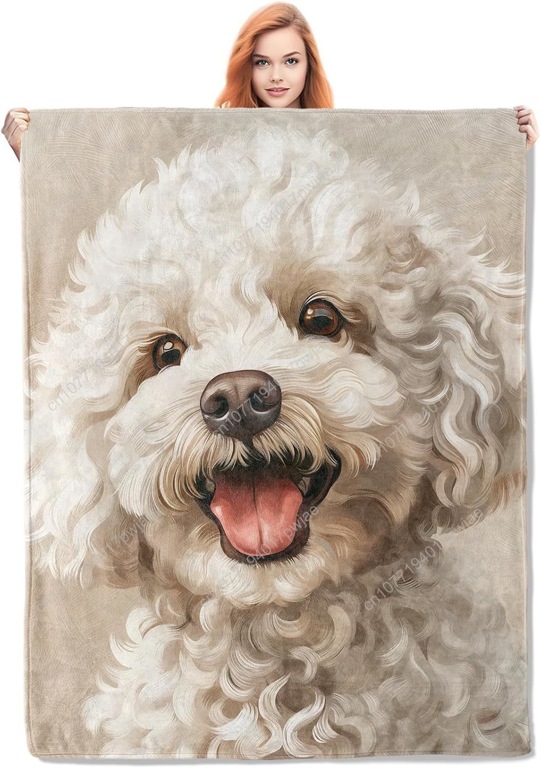 Joyful Poodle Portrait Blanket - Home Textiles & Furnishings review and price