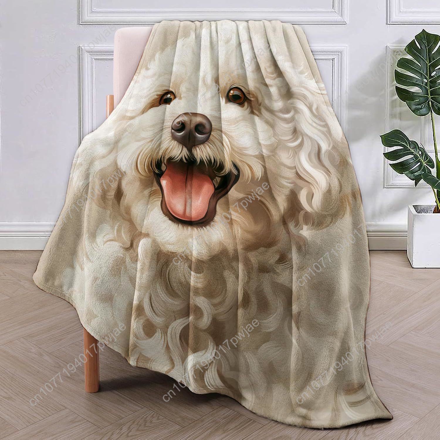 Joyful Poodle Portrait Blanket - Home Textiles & Furnishings review and price
