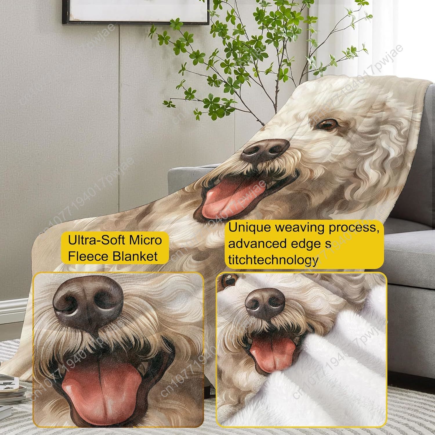Joyful Poodle Portrait Blanket - Home Textiles & Furnishings review and price