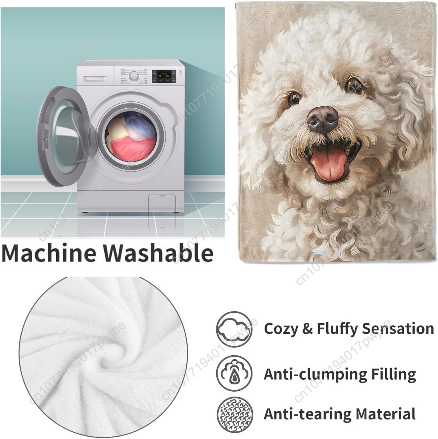 Joyful Poodle Portrait Blanket - Home Textiles & Furnishings review and price